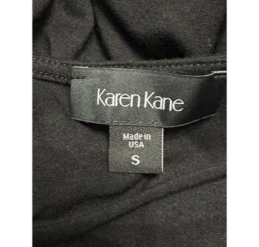 Karen Kane Womens A Line Dress Black Stretch Maxi Scoop Neck Short Sleeve S New