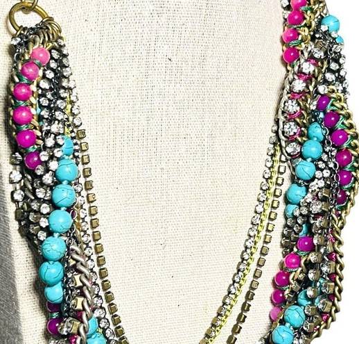 Stella & Dot Retired  Bamboleo Jade Turquoise Crystal  Necklace Retail $228