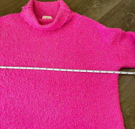 Lou & grey  Wool Alpaca Blend Barbie Pink Fuzzy Turtleneck Sweater ~ Size S