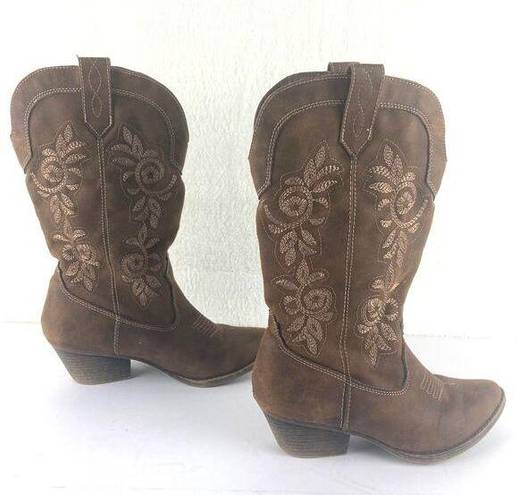 Rampage  Ram-Vida 429105 Womens Mid Shaft Brown Western Cowgirl Boots Sz 7M Rodeo