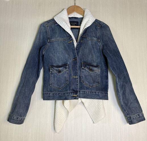 Abercrombie & Fitch  Women’s Sz S Shawl Sweater Lined Denim Jacket Button Jacket