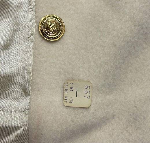 70s Vintage Ivory Wool Forecaster Coat military naval style double breasted Med