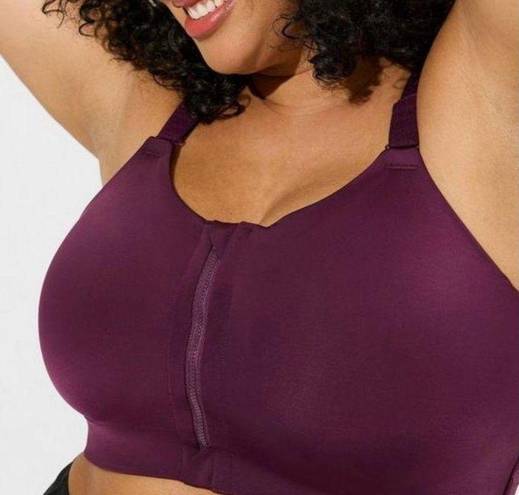 Torrid Active Purple Zip Front Padded Wireless Hi-Impact Sport Bra Size 46DD