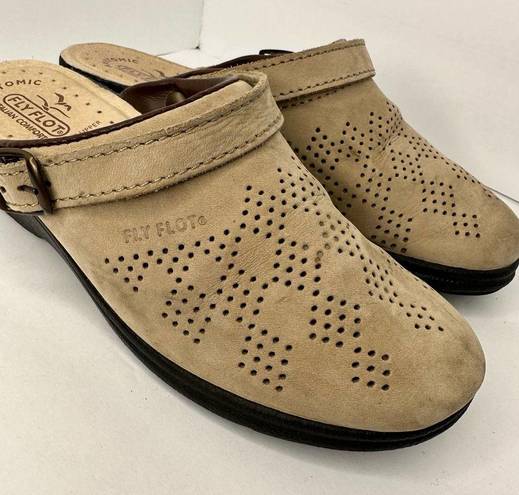 Daisy Fly Flot Womens Size 39 Leather Suede Slingback Mules  Italian Comfort Tan