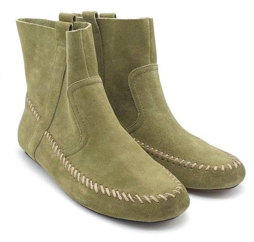 Anthropologie NEW  Latigo Olive Green Suede Moccasin Boho Bootie Women’s Size 10