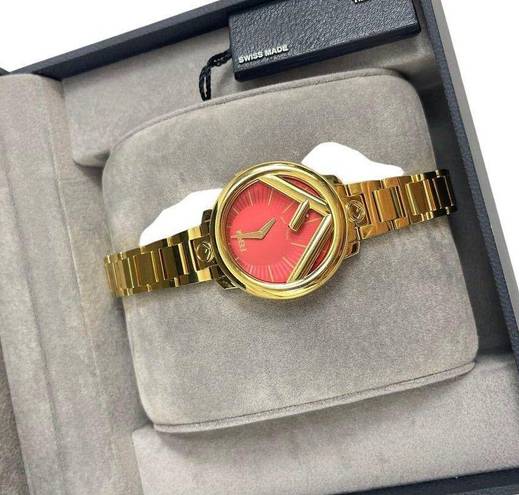 Fendi  Timepiece Run Away Red Dial Watch 28mm Gold Logo Unisex