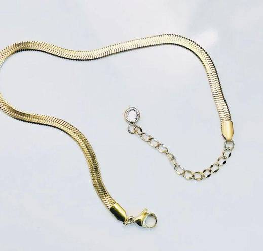 Anthropologie 18K Gold Herringbone Diamond Anklet Or Bracelet