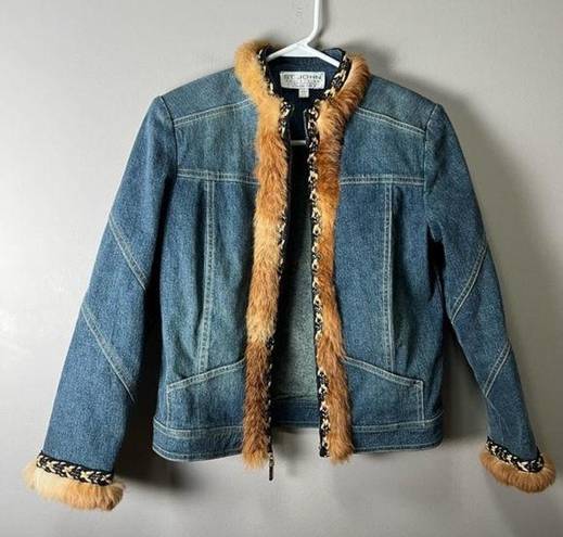 St. John  fur jean jacket size‎ 2