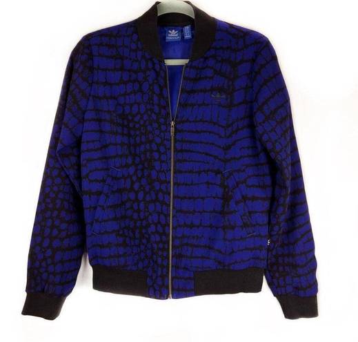 Adidas x Rita Ora NY Bomber Jacket Blue Crocodile Reptile Small Sporty