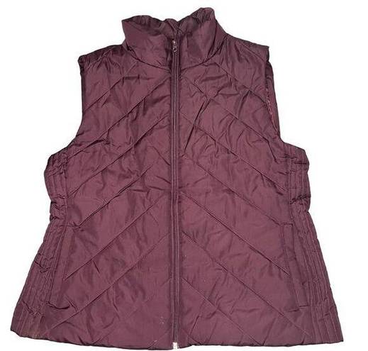 Krass&co NY &  Women's XL Burgundy Mock Neck Puffer Full-Zip Sleeveless Vest