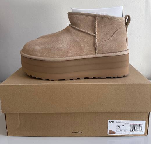 UGG Women's Classic Ultra Mini Platform Boot Sand  Size 8