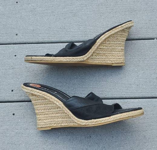 Unisa  Leather Cross Strap Cork Wedge Sandals