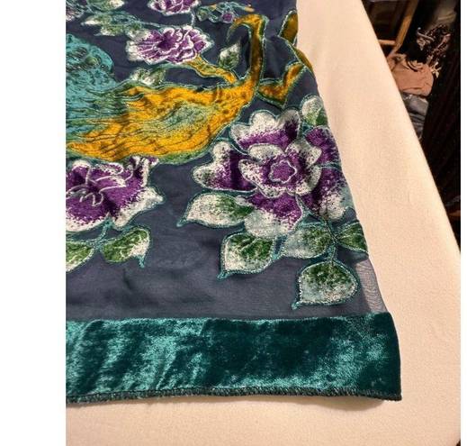 Decorated Originals Scarf with Fring Crushed Velvet Peackcok and Floral …