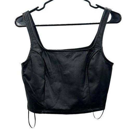 Olive & Oak  Black Faux Leather Sleeveless Crop Top Size S