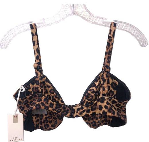 Good American  Sexy Twist Snow Leopard Knotted Bandeau 5 NWT