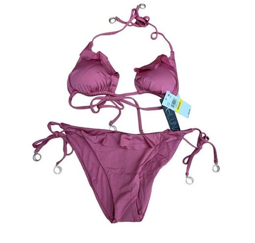 Mulberry Soluna 2 Piece Hipster Swim Bikini Top & Bottom  Pink Small NWT $108