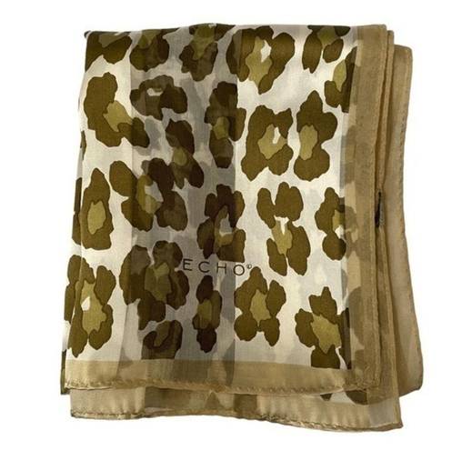 Echo Vintage Abstract Floral Leopard Print Long Scarf Tan