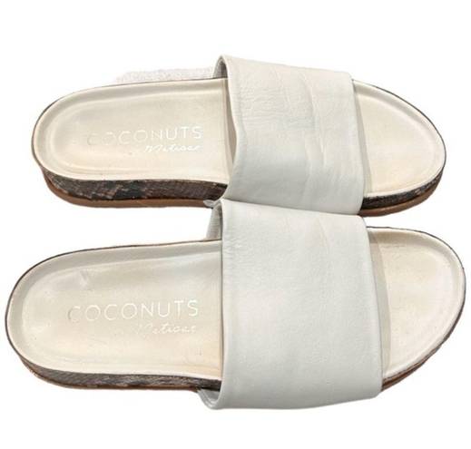 Coconuts by Matisse  Women's‎ Shift Leather Slip On Slide Sandals White Size 6M