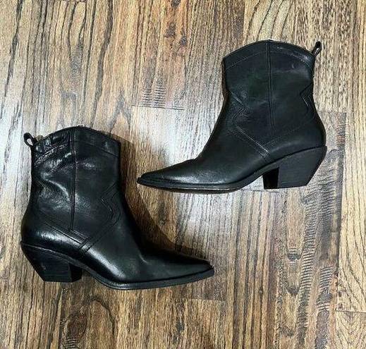 ALLSAINTS  womens Black Leather Western Ankle Boots Size 40