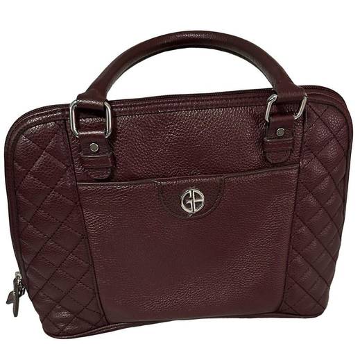 Giani Bernini  Womens Quilted Dome Satchel Handbag Maroon Leather Zipper