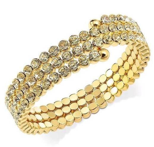 INC  Coil WRAP BRACELET International Concepts GoldTone Crystal Rhinestone NWOT