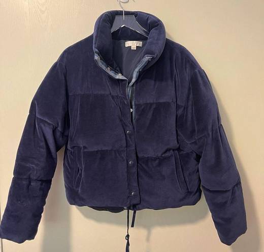 Spiritual Gangster  Velour Puffer Jacket in Midnight Sky size Medium