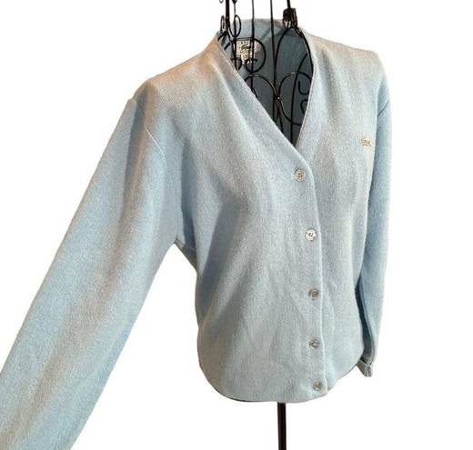 Lacoste Vintage Izod  Button Front Acrylic Cardigan Baby Blue Size 36/Small