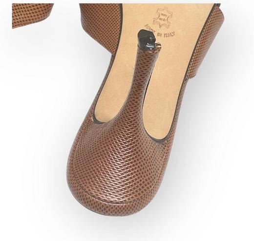 Isaac Mizrahi new  ⌘ Open Vamp Lizard Kitten Heel Mule Sandals ⌘ Orange Brown 10
