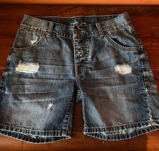 Fly London Distressed Denim Shorts Button  Jean Sz 0 Inseam 6”,