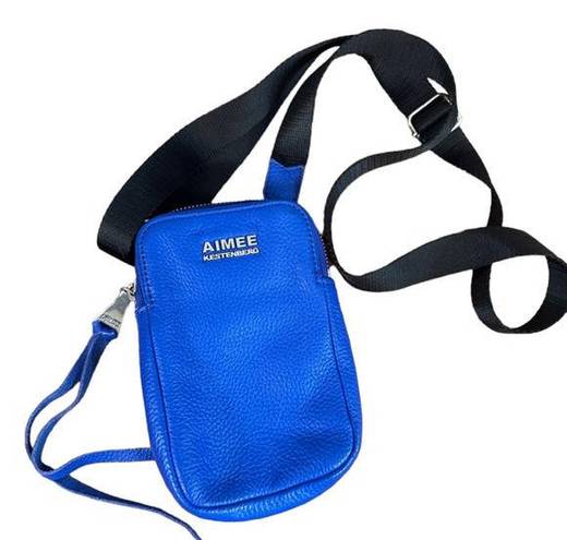 Aimee Kestenberg  Blue Leather Just Saying Stadium Crossbody Bag Women