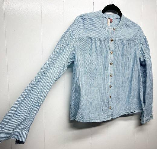 Pilcro  Anthropologie Button Front Long Sleeve Cotton Blue Shirt Women's Size XS