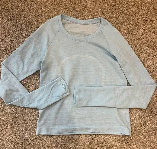 Lululemon Swiftly Tech Long Sleeve Race Length In Blue Shimmer