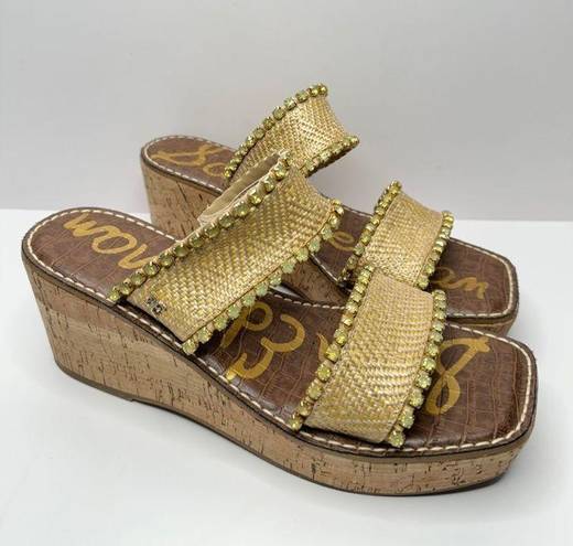 Sam Edelman  Sandals Womens 9.5 Slip On Platform Embellished Square Toe Wedges