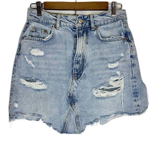 Pilcro  Urban Outfitters Destroyed Denim Mini Skirt Distressed Ripped Women’s 4