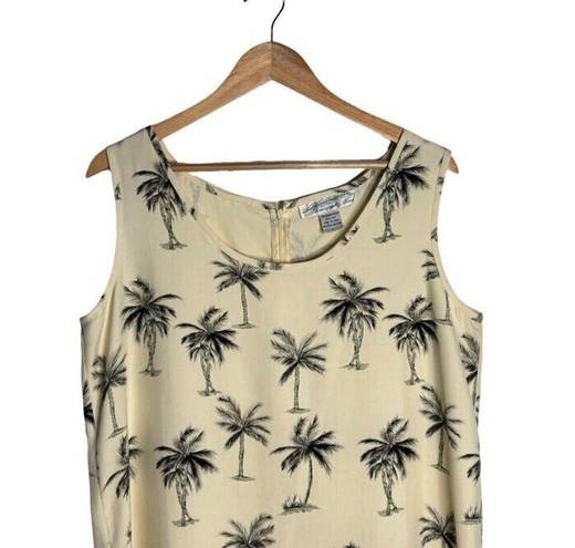 The Moon Vintage Pineapple Dress Palm Trees Cream Black Silk  Size Large EUC