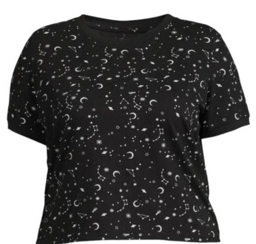 No Bo Nwt  Juniors x-small Ringer Tee Short‎ Sleeves Black Scoot Celestial