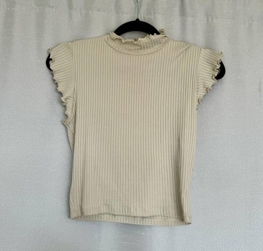 ZARA Cream Short Sleeve Top Size S