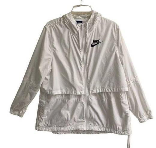 Nike Vintage  vented white mesh lined full zip hooded windbreaker L unisex