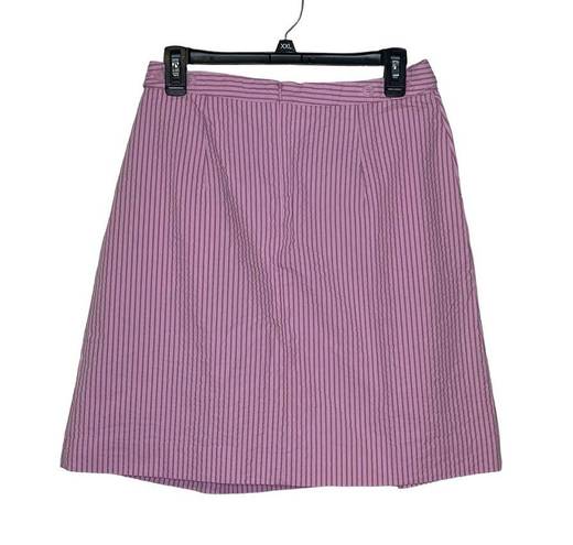 Brooks Brothers  Women Skirt Striped Pleated A-Line Cotton Red Fleece Pink Size 8