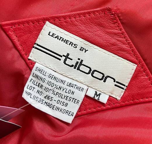 Vintage 1980s Streetwear Ferrari Red Leather Tibor Aviator Bomber Jacket Size M