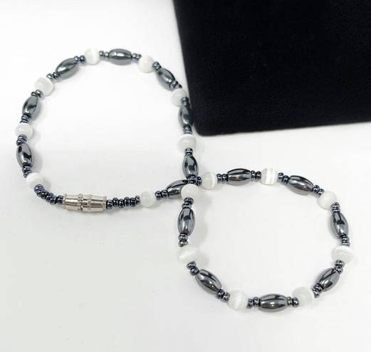 Onyx Handmade Beaded Gunmetal  Bracelet