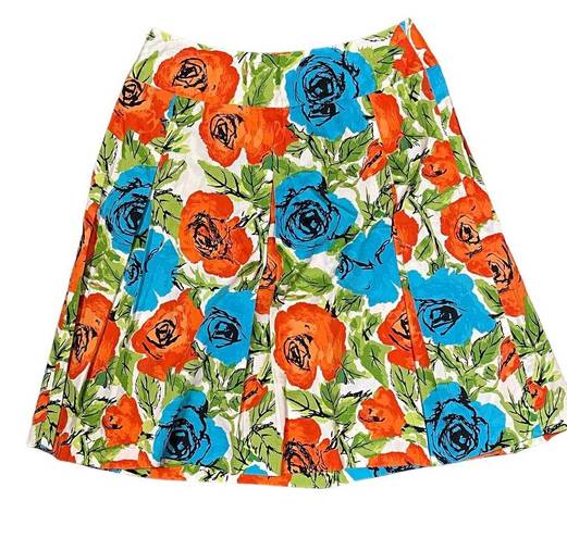 Talbots  Petites Pleated Floral A-Line Mini Skirt 100% Cotton Women's 6P Multi