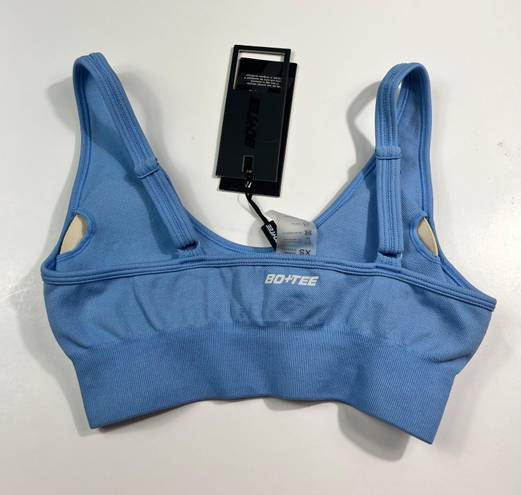 Bo and Tee  Baby Blue Ribbed Lightly Padded Athleisure Sports Bra NWT New XS Gym