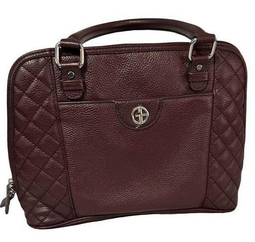 Giani Bernini  Womens Quilted Dome Satchel Handbag Maroon Leather Zipper