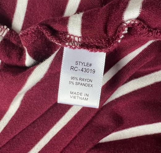 Zenana Outfitters Burgundy & White Striped Long Cardigan