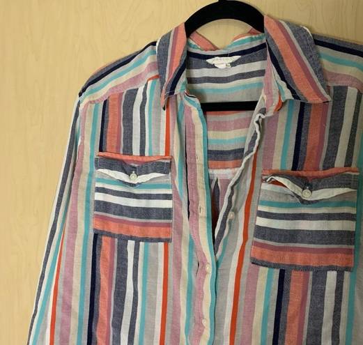 Caslon  Multi Color Striped Button Up Size Large