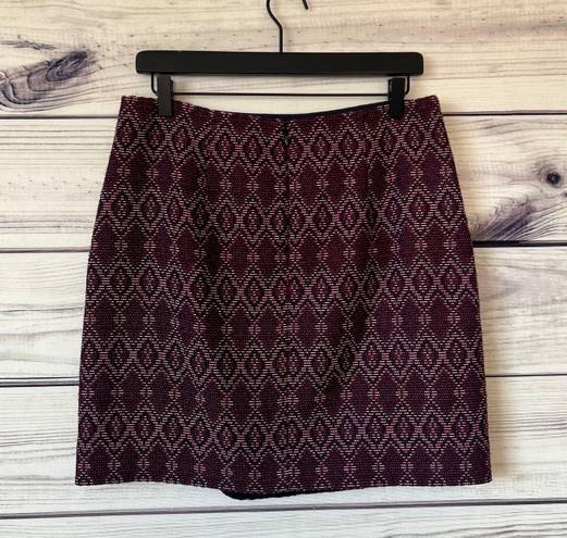 The Loft  Burgundy Diamond Tweed Button Wrap Skirt