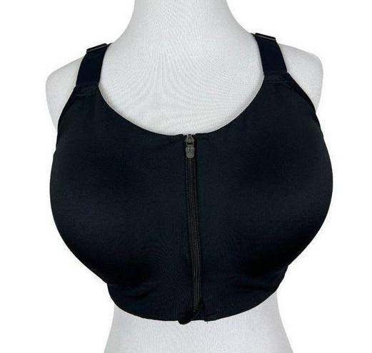 All In Motion  Sports Bra Womens 38DD Black Zip Up Front Wide Strap‎ Active