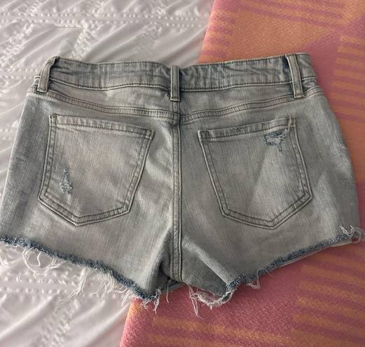 Low rise light wash jean shorts