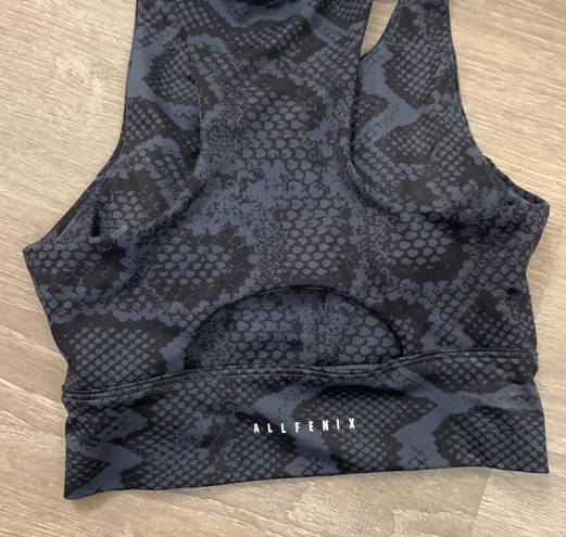 Anthropologie All Fenix  Navy Snakeskin Print Sports Bra Size Small